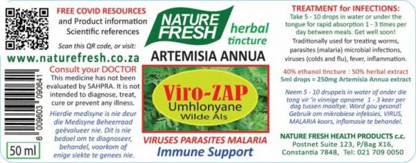 anti virus tincture artemisia annua label