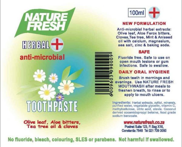 herbal toothpaste label