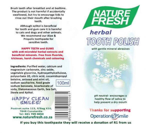 herbal tooth polish label