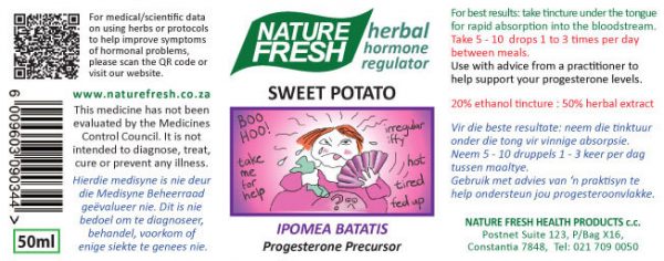 hormone balancing supplement sweet potato 50ml tincture label