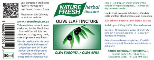 olive leaf tincture 50ml tincture label