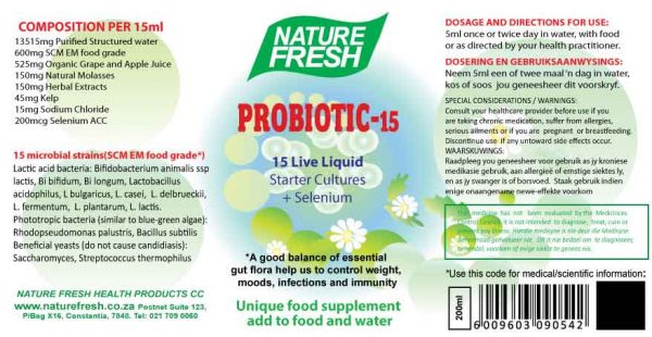 nature fresh probiotic 15 liquid label